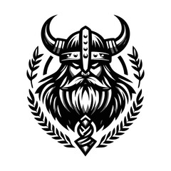 Vector logo of a Viking head. black and white logo of Norse guy. suitable for tattoo, emblems, logo