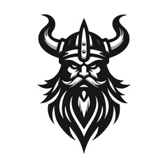 Vector logo of a Viking head. black and white logo of Norse guy. suitable for tattoo, emblems, logo