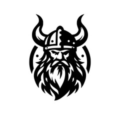 Vector logo of a Viking head. black and white logo of Norse guy. suitable for tattoo, emblems, logo