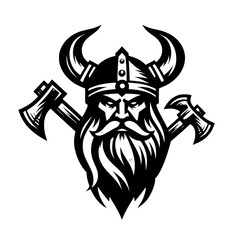Vector logo of a Viking head. black and white logo of Norse guy. suitable for tattoo, emblems, logo