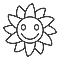 Groovy Smiling Flower vector simple linear icon or symbol
