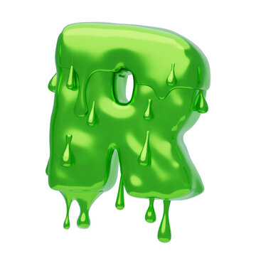 R  Letter 3D Shape Slime Text. 3d illustration, 3d element, 3d rendering. 3d visualization isolated on a transparent background