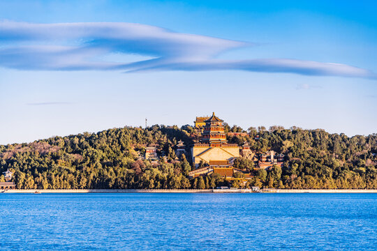 Scenery of the Buddha Fragrance Pavilion in the Summer Palace in Beijing, China