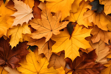 Naklejka na ściany i meble Background group autumn orange yellow leaves. Outdoor.