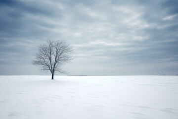 winter landscape with snow covered trees. Generative Ai