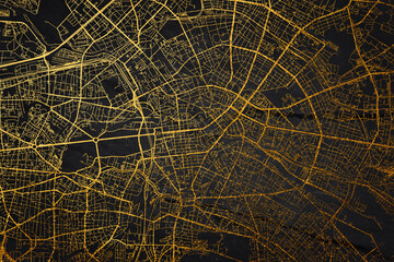 Hamburg Germany City Map Style Gold, Hamburg City Map Poster Wall Art Home Decor, City Gold Map.