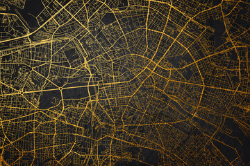 Hamburg Germany City Map Style Gold, Hamburg City Map Poster Wall Art Home Decor, City Gold Map.