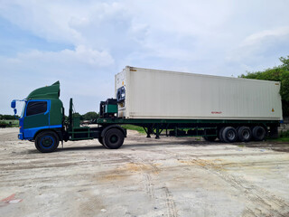 Refrigerated container 40-foot-long on the railway platform