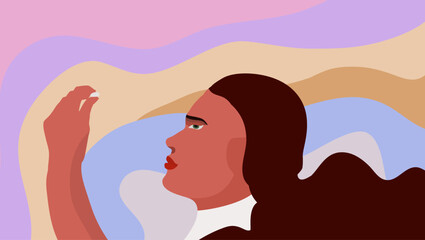 apothecary worker women , flat color illustration omia style