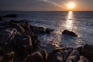 夕陽と海岸