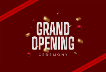 Premium red Grand Opening ceremony with red ribbon vector template