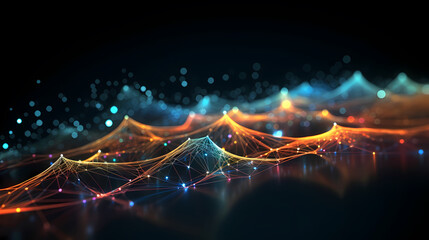 Modern digital abstract 3D background, can be used to describe network, process flow, digital storage, science, education etc. - obrazy, fototapety, plakaty