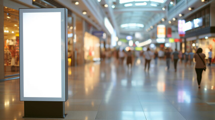 White blank Lightbox, Group of People Walking Through a Mall