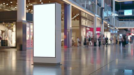 White blank Lightbox, Group of People Walking Through a Mall - obrazy, fototapety, plakaty