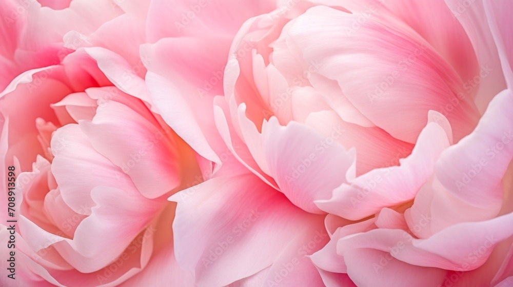 Poster close-up of the opening flowers of pink peonies. delicate texture and pattern for spring and summer 