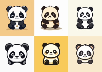 Cute panda logo design vector illustration