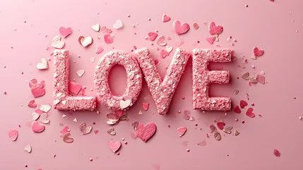 Fotobehang word love on the pink background. Valentine's Day concept  © Kateryna Kordubailo