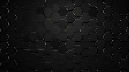 black hexagon pattern wallpaper, Abstract Hexagon black Geometric Surface.Clean background with glossy black hexagon shapes - obrazy, fototapety, plakaty
