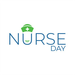 Nurse Day Celebration Logo with Smiling Cap Design - Nurse Day Minimal Typography - Healthcare - Hospital