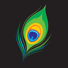 Abstract peacock feather design with vibrant colors and shapes - Peacock Feather - Minimal Illustration - Logo 