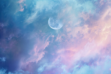 Obraz na płótnie Canvas Moon and sky, pastel