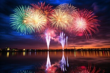 Fototapeta premium A colorful fireworks display occurring in the background