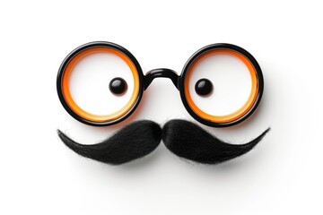 Happy april fool s day and funny pranks concept with a pair of comical glasses with bushy eyebrows and thick mustache - obrazy, fototapety, plakaty