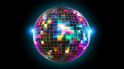 Obraz premium Colorful shiny sphere disco ball on a dark background