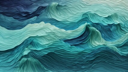 Blue gradient with beautiful waves theme made by AI generative - obrazy, fototapety, plakaty