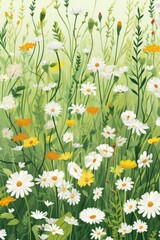 Floral meadow design illustration.
