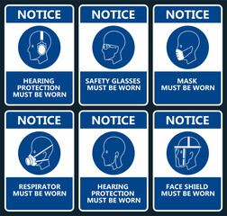 Set of industrial warning sign
