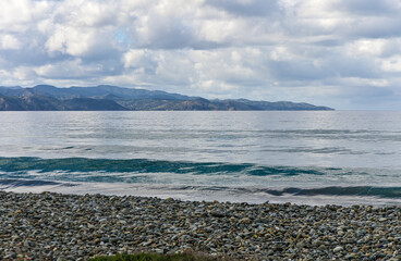 waves on the Mediterranean sea in winter on the island of Cyprus 14