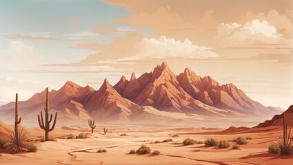 Fototapeta na wymiar illustration of a dry and barren desert made by AI generative