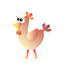Cute cockerel character  isolated on white background. Easter.