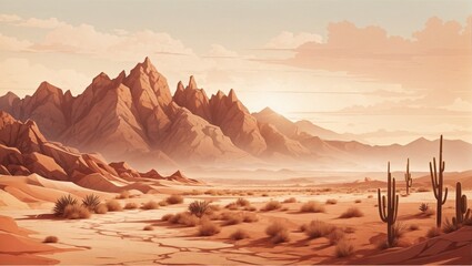 illustration of a dry and barren desert made by AI generative