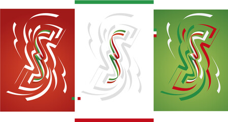 Italian flag ribbon vector illustration set on red white green isolated background. Simple usage flag of Italy for poster, brochure, flyer, cover, banner, holidays, carnevals, festive, anniversaries