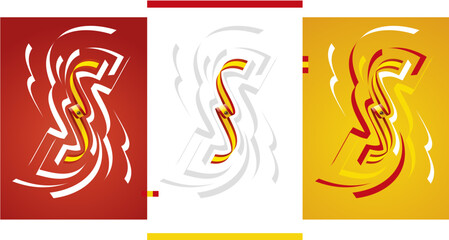 Spanish flag ribbon vector illustration set on red white yellow isolated background. Simple usage flag of Spain for poster, brochure, flyer, cover, banner, holidays, carnevals, festive, anniversaries