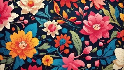 Badkamer foto achterwand beautiful colorful flower patern illustration made by AI generative © M.Taufiq