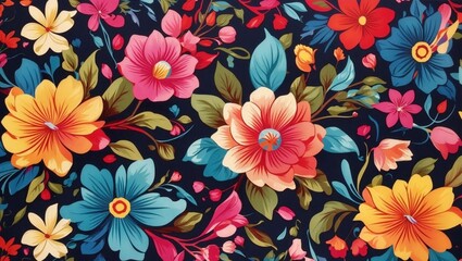 beautiful colorful flower patern illustration made by AI generative