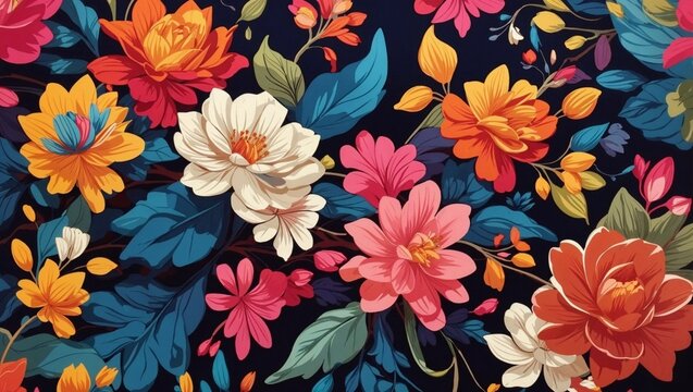 beautiful colorful flower patern illustration made by AI generative