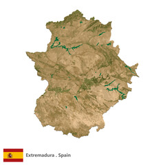 Extremadura, Autonomous Community of Spain Topographic Map (EPS)