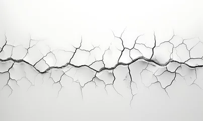 Fotobehang Minimalist crack texture on white wall AI Image generative © Anditya