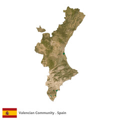 Valencian Community, Autonomous Community of Spain Topographic Map (EPS)