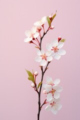 Fototapeta na wymiar Cherry blossom branch on a pink background.