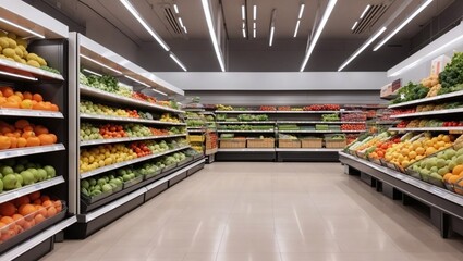Fototapeta premium photo of a clean looking modern supermarket made by AI generative