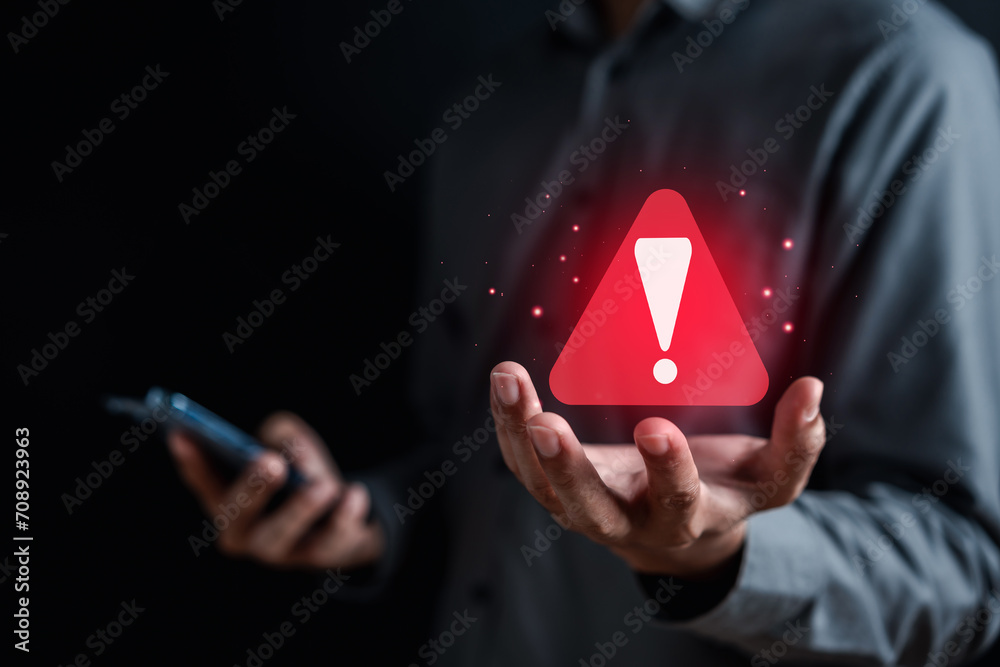 Poster System warning error popup and maintenance showing. cyber attack on online network error system. Cybersecurity vulnerability, data breach, illegal connection, compromised information...