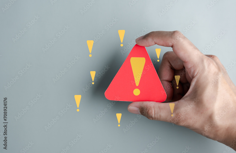 Fototapete System warning error popup and maintenance showing. cyber attack on online network error system. Cybersecurity vulnerability, data breach, illegal connection, compromised information...