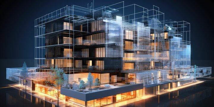 BIM Building Information Modeling concept. Touching on 3D digital model based process that provides architects, engineers, constructors, and owners with a comprehensive view of the building 