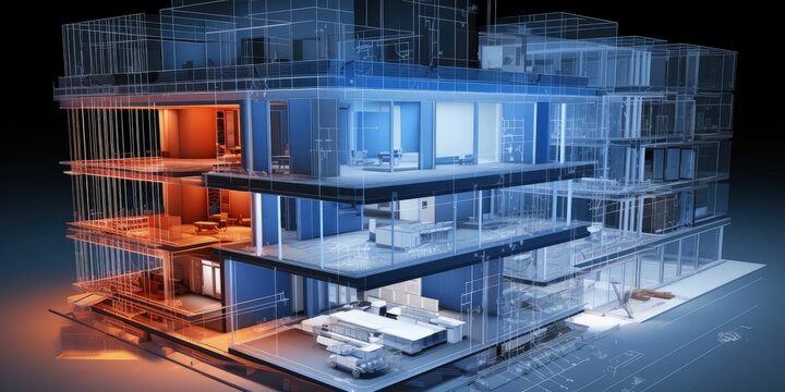 BIM Building Information Modeling concept. Touching on 3D digital model based process that provides architects, engineers, constructors, and owners with a comprehensive view of the building 