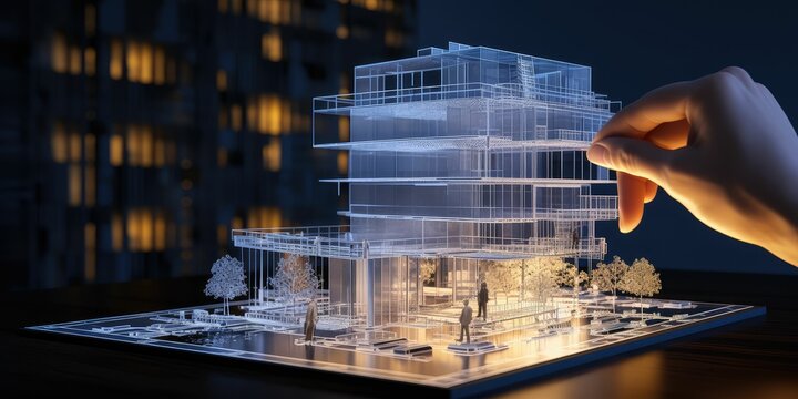 BIM Building Information Modeling concept. Touching on 3D digital model based process that provides architects, engineers, constructors, and owners with a comprehensive view of the building 